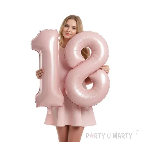balon foliowy cyfra 1 dekoracja na urodziny rozowy matowy 34 dgt