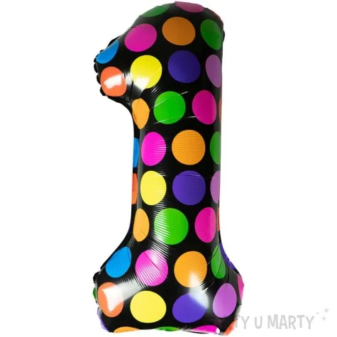 balon foliowy cyfra 1 grochy mix arpex 24 dgt