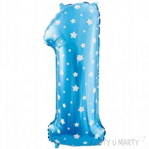 balon foliowy cyfra 1 gwiazdki blekitny godan 26 dgt