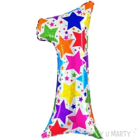 balon foliowy cyfra 1 holo gwiazdki grabo 40 dgt