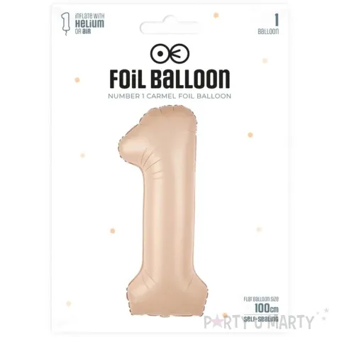balon foliowy cyfra 1 karmelowy partypal 39 dgt