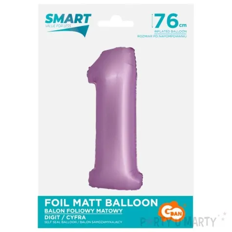 balon foliowy cyfra 1 lawendowy matowy godan 30 dgt