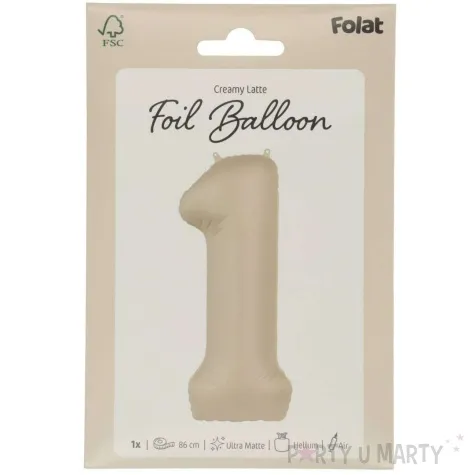 balon foliowy cyfra 1 mat kremowe latte folat 34 dgt