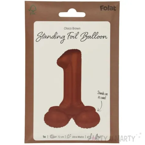 balon foliowy cyfra 1 mat stojaca braz czekoladowy folat 28 dgt