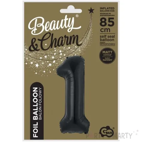 balon foliowy cyfra 1 matowa czarny godan 33 dgt