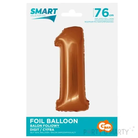 balon foliowy cyfra 1 miedziany godan 30 dgt