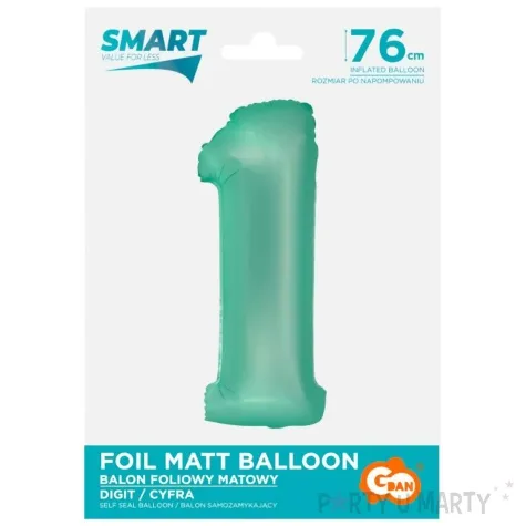 balon foliowy cyfra 1 mietowy matowy godan 30 dgt