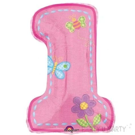 balon foliowy cyfra 1 motylki rozowy amscan 28 dgt