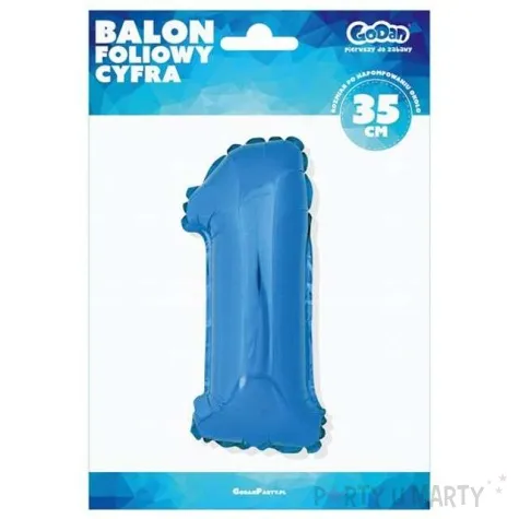 balon foliowy cyfra 1 niebieski godan 14 dgt