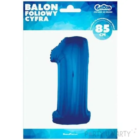 balon foliowy cyfra 1 niebieski godan 34 dgt