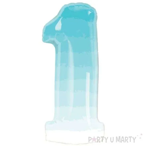 balon foliowy cyfra 1 ombre niebieski jasny qualatex 38 dgt