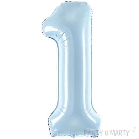 balon foliowy cyfra 1 pastel blekitny partydeco 34 dgt