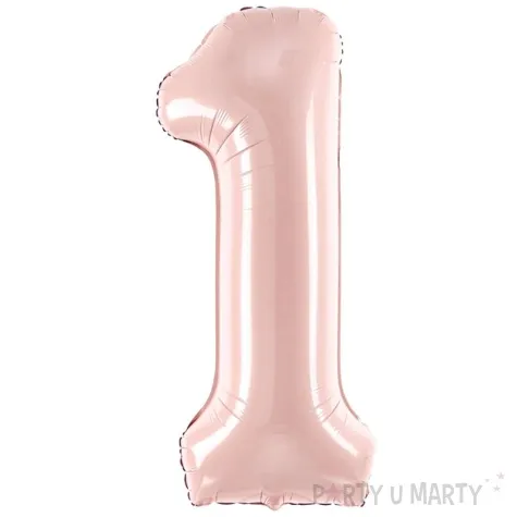 balon foliowy cyfra 1 pastel rozowy jasny partydeco 34 dgt
