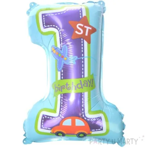 balon foliowy cyfra 1 pierwsze urodziny autko arpex 13 dgt
