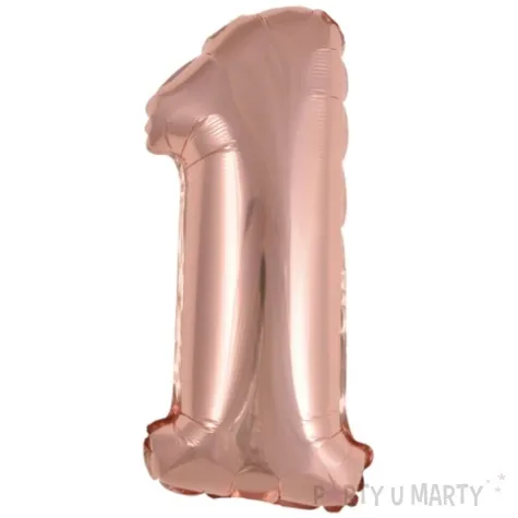 balon foliowy cyfra 1 rozowe zloto 15 dgt