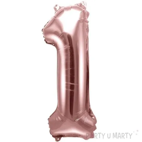 balon foliowy cyfra 1 rozowe zloto partydeco 14 dgt