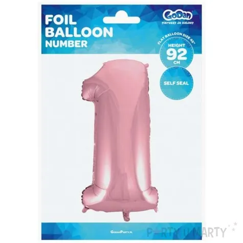 balon foliowy cyfra 1 rozowy jasny godan 45 dgt