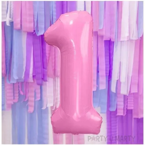 balon foliowy cyfra 1 rozowy partydeco 34 dgt