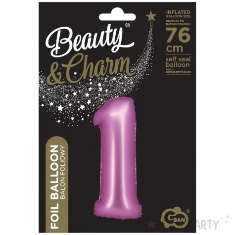 balon foliowy cyfra 1 rozowy satynowy godan 30 dgt