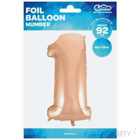 balon foliowy cyfra 1 rozowy zloty godan 45 dgt