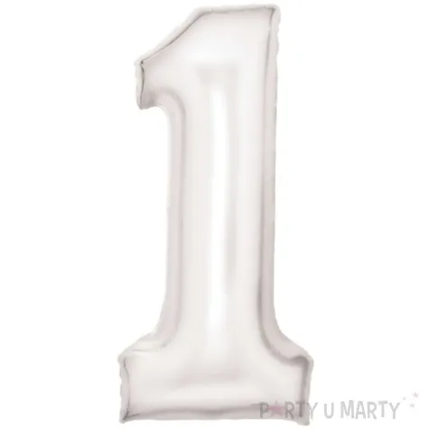 balon foliowy cyfra 1 satynowy bialy amscan 34 dgt