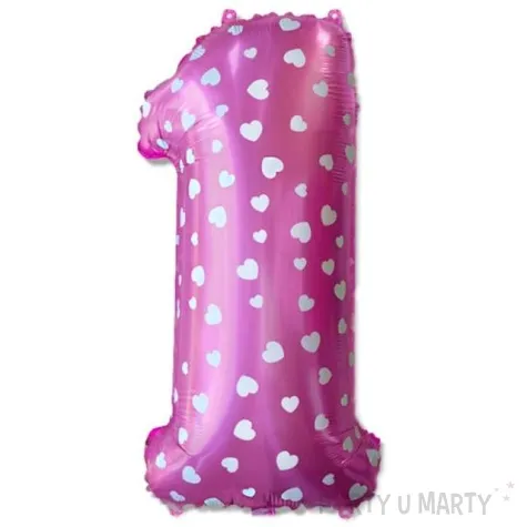 balon foliowy cyfra 1 serca rozowy dekoracjepolska 29 dgt