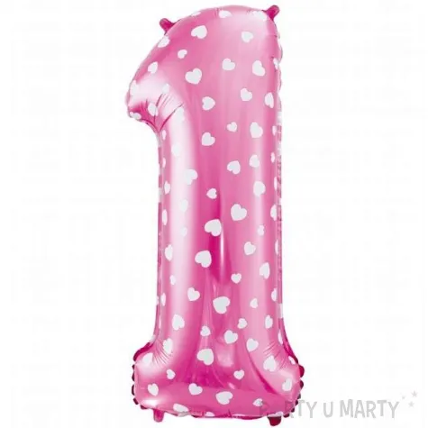balon foliowy cyfra 1 serca rozowy godan 26 dgt
