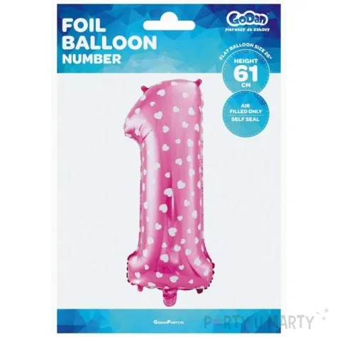 balon foliowy cyfra 1 serca rozowy godan 26 dgt