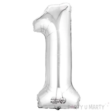 balon foliowy cyfra 1 srebrny amscan 14 dgt