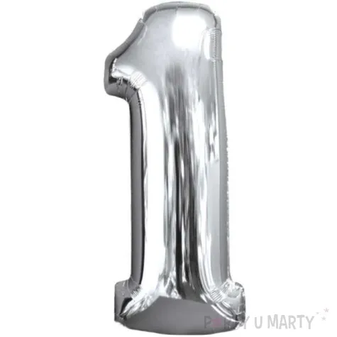 balon foliowy cyfra 1 srebrny amscan 26 dgt