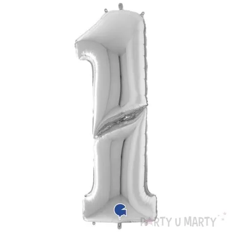balon foliowy cyfra 1 srebrny grabo 64 dgt
