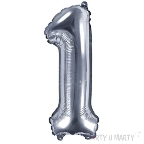balon foliowy cyfra 1 srebrny partydeco 14 dgt