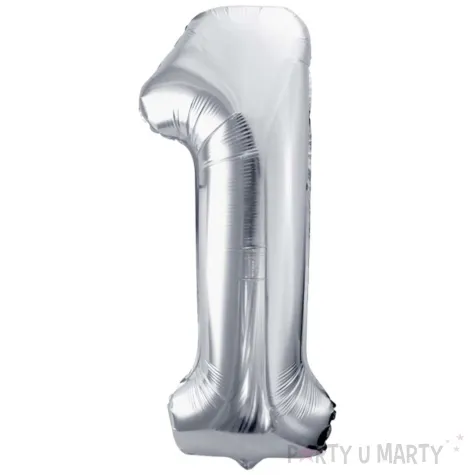 balon foliowy cyfra 1 srebrny partydeco 34 dgt