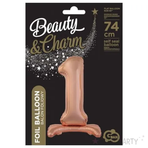 balon foliowy cyfra 1 stojaca rozowe zloto godan 29 dgt