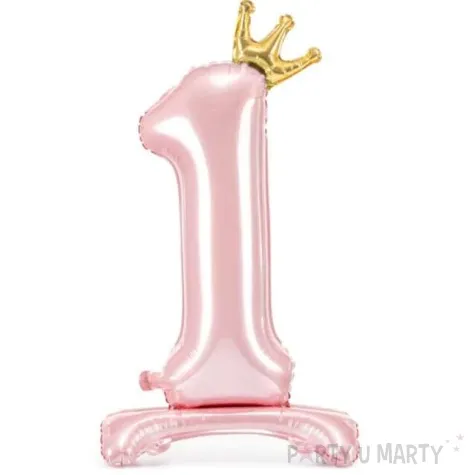 balon foliowy cyfra 1 stojaca rozowy partydeco 33 dgt