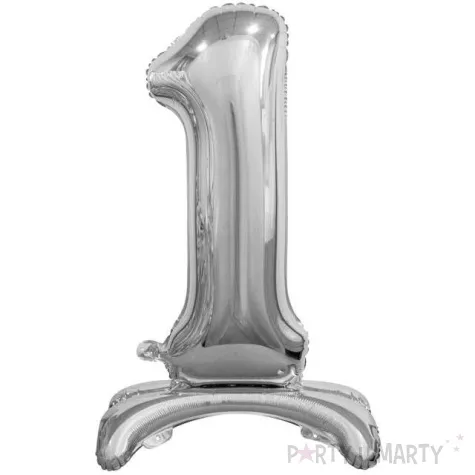 balon foliowy cyfra 1 stojaca srebrny godan 29 dgt