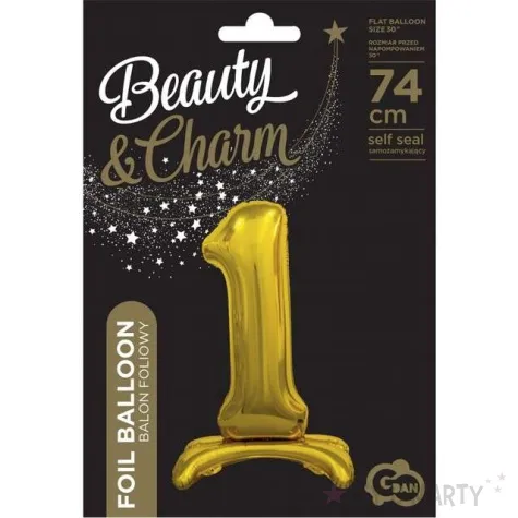 balon foliowy cyfra 1 stojaca zloty godan 29 dgt