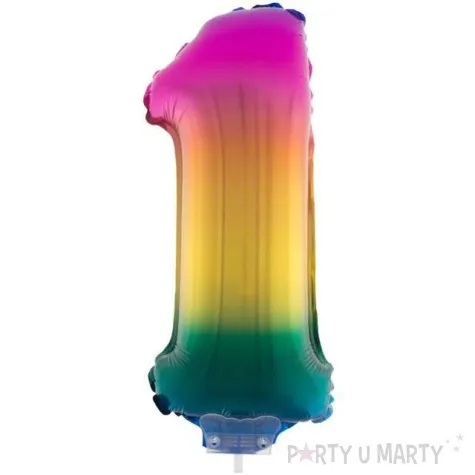 balon foliowy cyfra 1 teczowy funny fashion 16 dgt