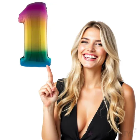 balon foliowy cyfra 1 teczowy funny fashion 40 dgt