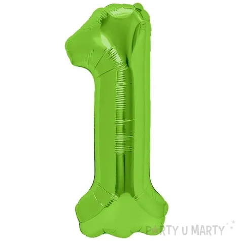 balon foliowy cyfra 1 zielone jabluszko partypal 39 dgt