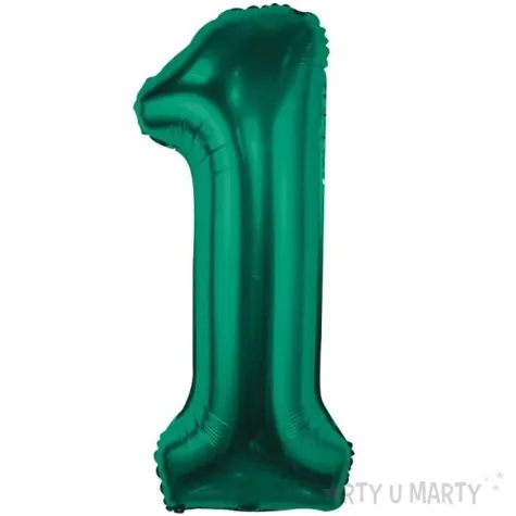 balon foliowy cyfra 1 zielony butelkowy godan 33 dgt