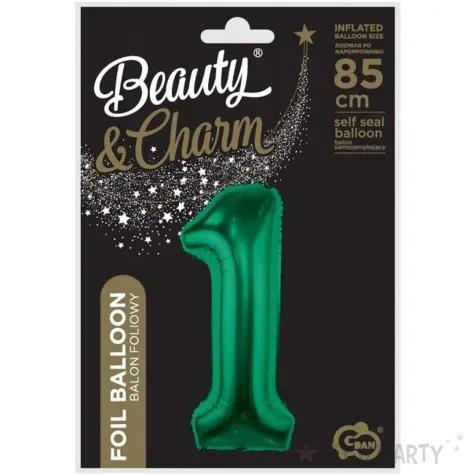 balon foliowy cyfra 1 zielony butelkowy godan 33 dgt