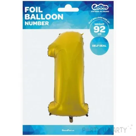 balon foliowy cyfra 1 zloty mat godan 45 dgt