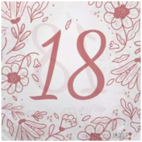 balon foliowy cyfra 18 kwiaty transparentny tuban 18 orb