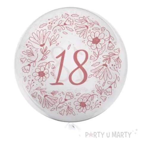 balon foliowy cyfra 18 kwiaty transparentny tuban 18 orb
