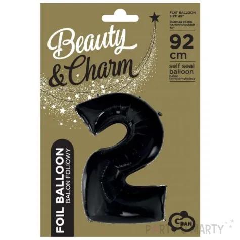 balon foliowy cyfra 2 beauty and charm czarny godan 36 dgt