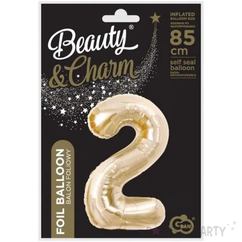 balon foliowy cyfra 2 beauty charm zloty jasny godan 33 dgt