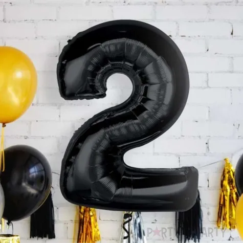 balon foliowy cyfra 2 czarny godan 36 dgt