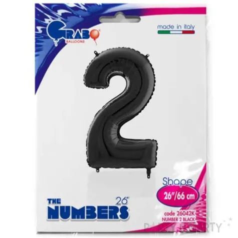 balon foliowy cyfra 2 czarny grabo 26 dgt