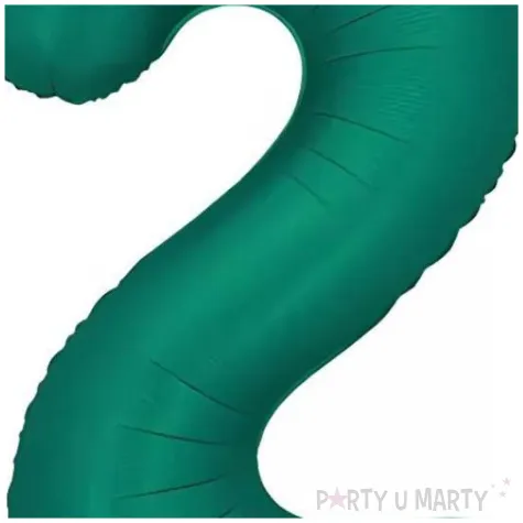balon foliowy cyfra 2 dekoracja na urodziny butelkowy zielony 34 dgt